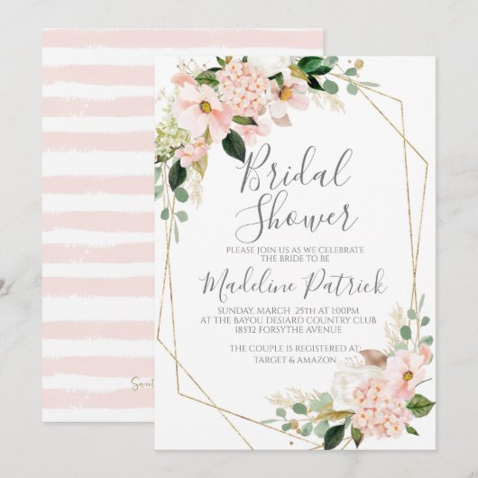 Blush-Brautparty Einladung (Vorne/Hinten)