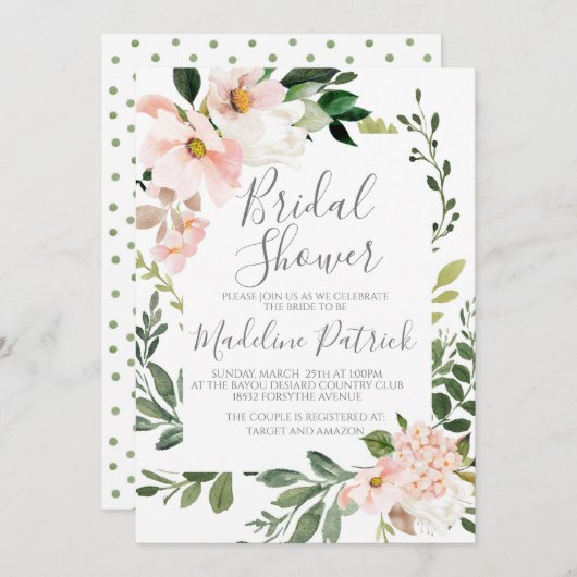 Blush-Brautparty Einladung (Vorne/Hinten)