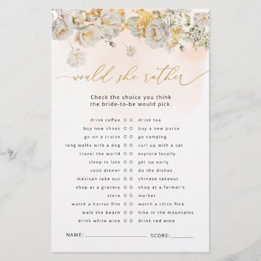 Blush Brautparty Game (Vorderseite)