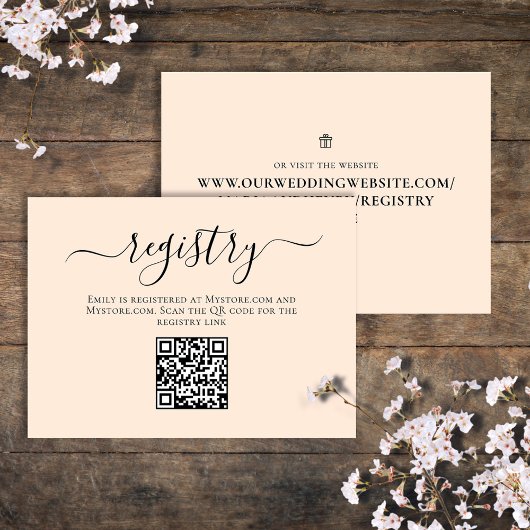 Blush-Brautparty QR-Code-Geschenk Registrierungssk Begleitkarte