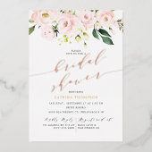 Blush Brautparty Rose Gold Folieneinladung (Vorderseite)
