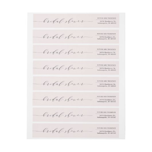 Blush-Brautparty-Wrap um das Adressetikett (Bogen)