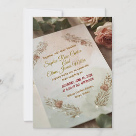 Blush & Breeze - Moderne romantische Hochzeitseinl Einladung