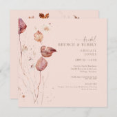 Blush Bridal Brunch & Bubbly Dusche Einladung (Vorne/Hinten)