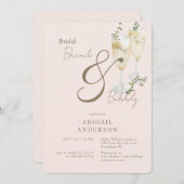 Blush Bridal Brunch & Bubbly Dusche Einladung (Vorne/Hinten)
