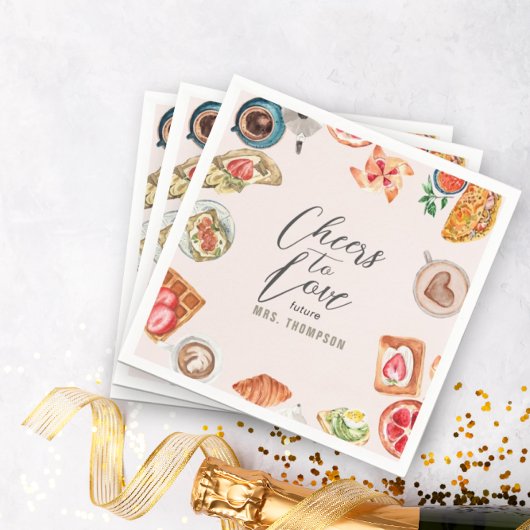 Blush Bridal Brunch Waffeln Pfannkuchen Serviette