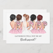 Blush Bride Best friend Will You Be My Bridesmaid Einladung (Vorne/Hinten)