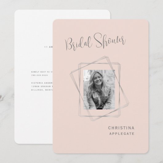 Blush Bride Foto Brautparty Rounded Einladung (Vorne/Hinten)