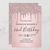 Blush Bronze junge Dame Glitzer Einladung (Vorne/Hinten)