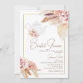 Blush Brown Boho Floral Tee Party Brautparty Einladung (Vorderseite)