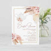 Blush Brown Boho Floral Tee Party Brautparty Einladung (Stehend Vorderseite)