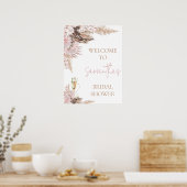 Blush Brown Floral Boho Brautparty Begrüßungszeich Poster (Küche)