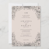 Blush & Brown Floral Wedding Einladung (Vorderseite)