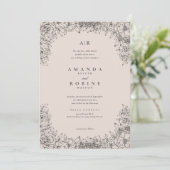 Blush & Brown Floral Wedding Einladung (Stehend Vorderseite)