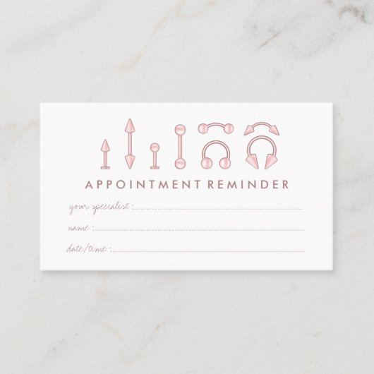 Blush Brown Juwelier Ernennung Stelle Piercing Visitenkarte (Vorderseite)