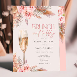 Blush Brunch and Bubbly Pampas Grass Bridal Shower Einladung