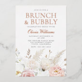 Blush Brunch & Bubbly Brautparty Rose Gold Folieneinladung (Vorderseite)