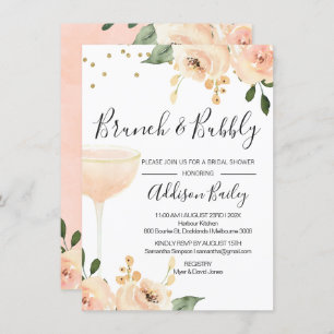 Blush Brunch Champagne Bridal Dusche Einladung