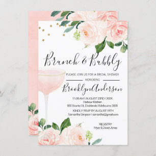 Blush Brunch Champagne Bridal Dusche Einladung