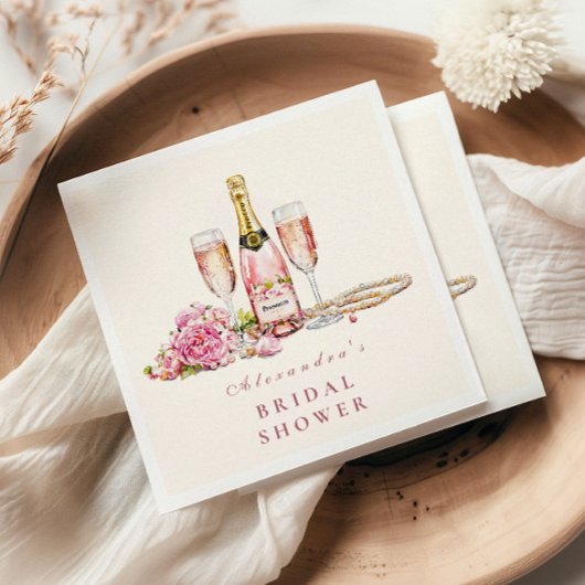 Blush Bubbly & Pearls Brautparty Serviette