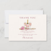 Blush Bubbly & Pearls Bridal Shower Dankeskarte (Vorderseite)