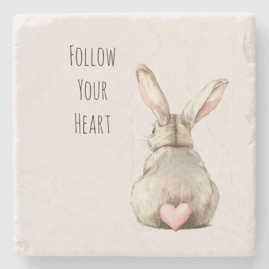 Blush Bunny Rabbit Herz Steinuntersetzer (Vorderseite)