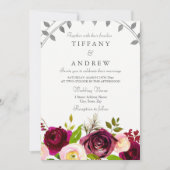 Blush & Burgund Bloral Wedding Einladung (Vorderseite)