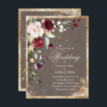 Blush Burgund Floral Wasserfarbe Rustikale Hochzei Postkarte<br><div class="desc">Das herrliche Rosa und die bordeauxfarbene Blume sprühen in die Ecke und ziehen sich auf diese hübsche Postkarteneinladung. In Imitaten vergoldet Glitzer zu Set den Ton für romantische Eleganz. Goldene Splashes enden aus dieser hübschen Hochzeitseinladung. Schön für jede Jahreszeit. Rett auf $, indem du deine Einladung auf eine Postkarte schickst....</div>