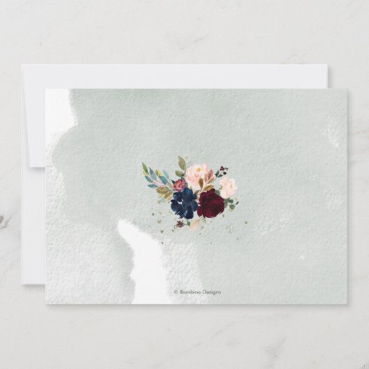 Blush Burgund Marine Probe Dinner Einladung (Rückseite)