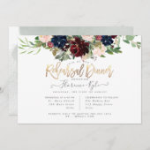 Blush Burgund Marine Probe Dinner Einladung (Vorne/Hinten)