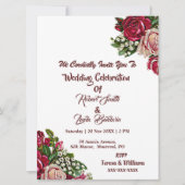 Blush Burgund Rote Rustikale Rose Hochzeit Land Einladung (Vorderseite)