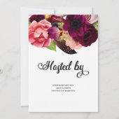 Blush Burgund und Moroon Floral Bridal Ivitation Einladung (Rückseite)