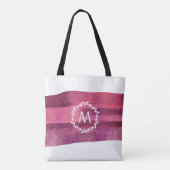 Blush & Burgund Wasserfarbenleaf-Monogramm Tasche (Rückseite)