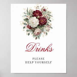 Blush Burgund Wein Tischschild Junggesellinnenabsc Poster