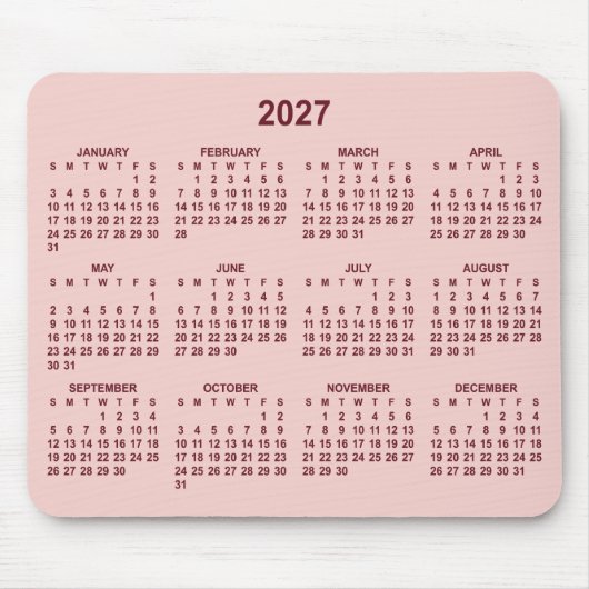 Blush Burgunder 2027 Kalender Mousepad (Vorne)