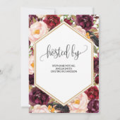 Blush Burgundy Bloral Bridal Dusche Einladung (Rückseite)