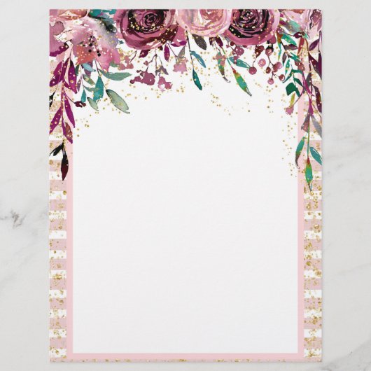 Blush & Burgundy Bloral Drop & Gold Confetti Flyer (Vorne)