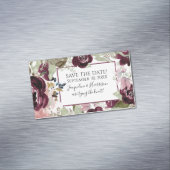 Blush Burgundy Bloral Eleganter Foliage Rett Datum Magnetische Visitenkarte (Beispiel)