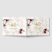 Blush Burgundy Bloral Gold 40 & Fabulous Geburtsta Gästebuch (Voll)