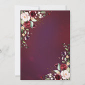 Blush Burgundy Bloral Gold Frame Brautparty Einladung (Rückseite)