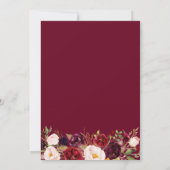 Blush Burgundy Bloral Gold Frame Brautparty Einladung (Rückseite)