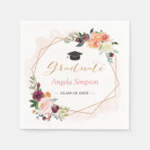 Blush Burgundy Bloral Gold Frame Graduation Party Serviette (Vorderseite)