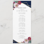 Blush Burgundy Bloral Gold Navy Blue Wedding Programm (Rückseite)