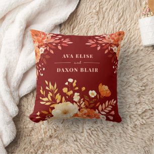 Blush Burgundy Bloral Wedding oder Jubiläum Kissen