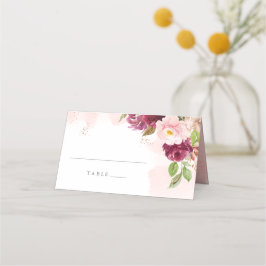 Blush Burgundy Bloral Wedding Platzkarte