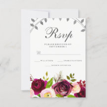 Blush & Burgundy Bloral Wedding RSVP