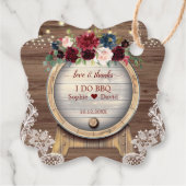 Blush Burgundy Bloral Wine Barrel Lace Wedding Gri Geschenkanhänger (Rückseite)