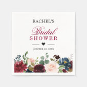 Blush Burgundy Blue Floral Chic Brautparty Serviette (Vorderseite)