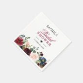 Blush Burgundy Blue Floral Chic Brautparty Serviette (Ecke)