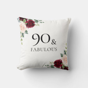 Blush Burgundy Blume Frauen 90. Geburtstagsgeschen Kissen